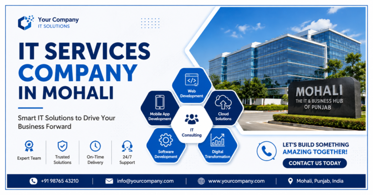 Professional IT Services Company in Mohali offering software development, web development, mobile app solutions, cloud services, and IT consulting for businesses.