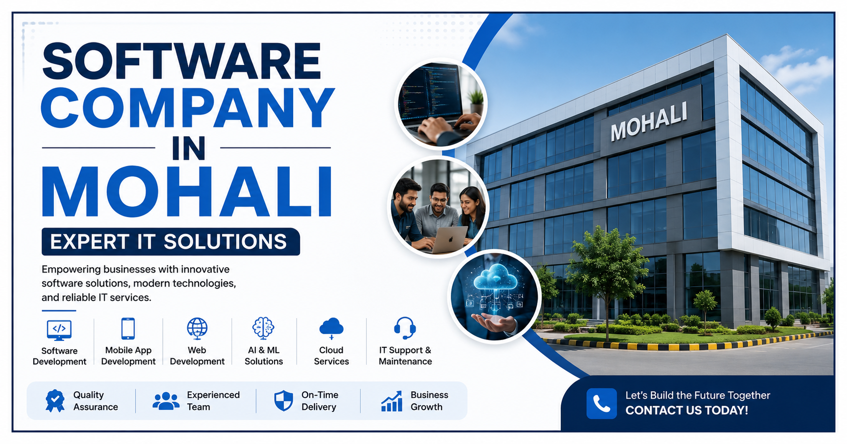 Software Company in Mohali offering expert IT solutions including custom software development, web development, mobile app development, AI solutions, cloud services, and IT support for businesses.