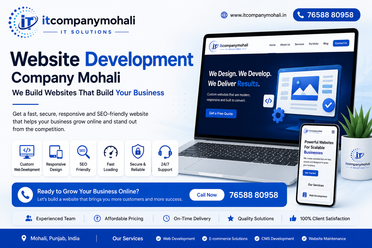 IT Company Mohali featuring responsive website design, SEO-friendly web development services, and modern business website solutions.